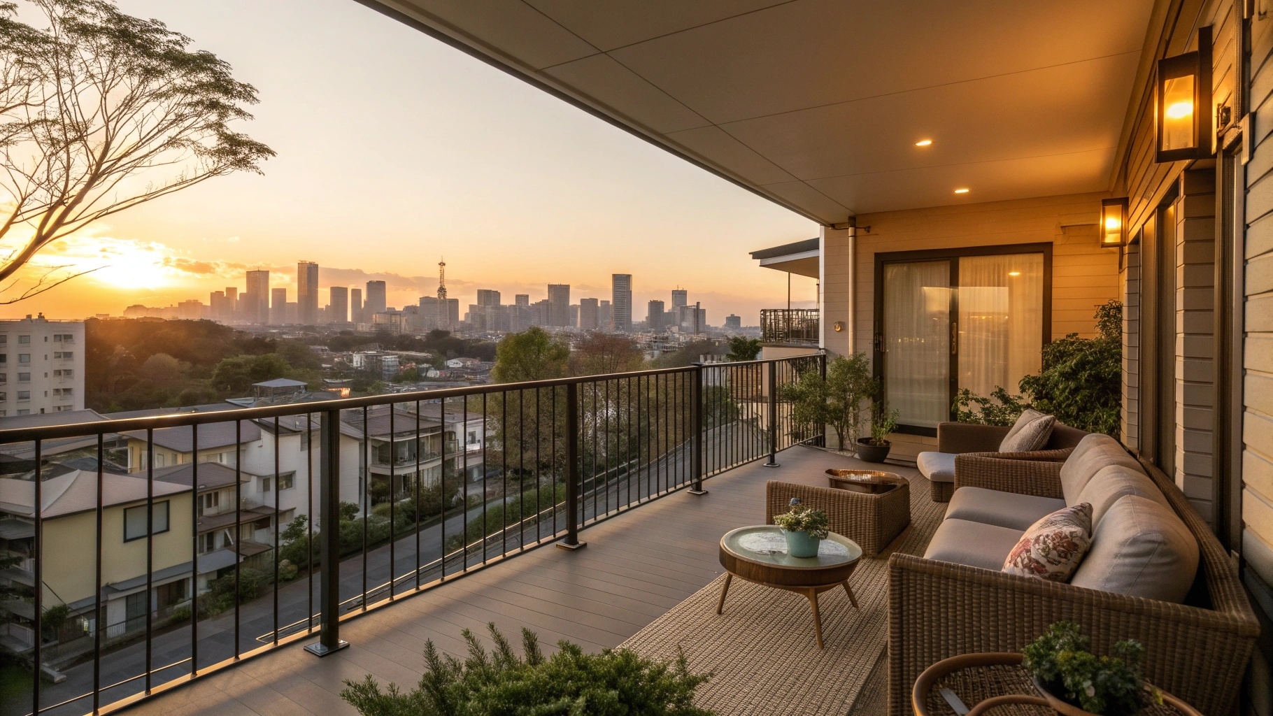 購入後の暮らしをイメージ(バルコニーからの夕景)