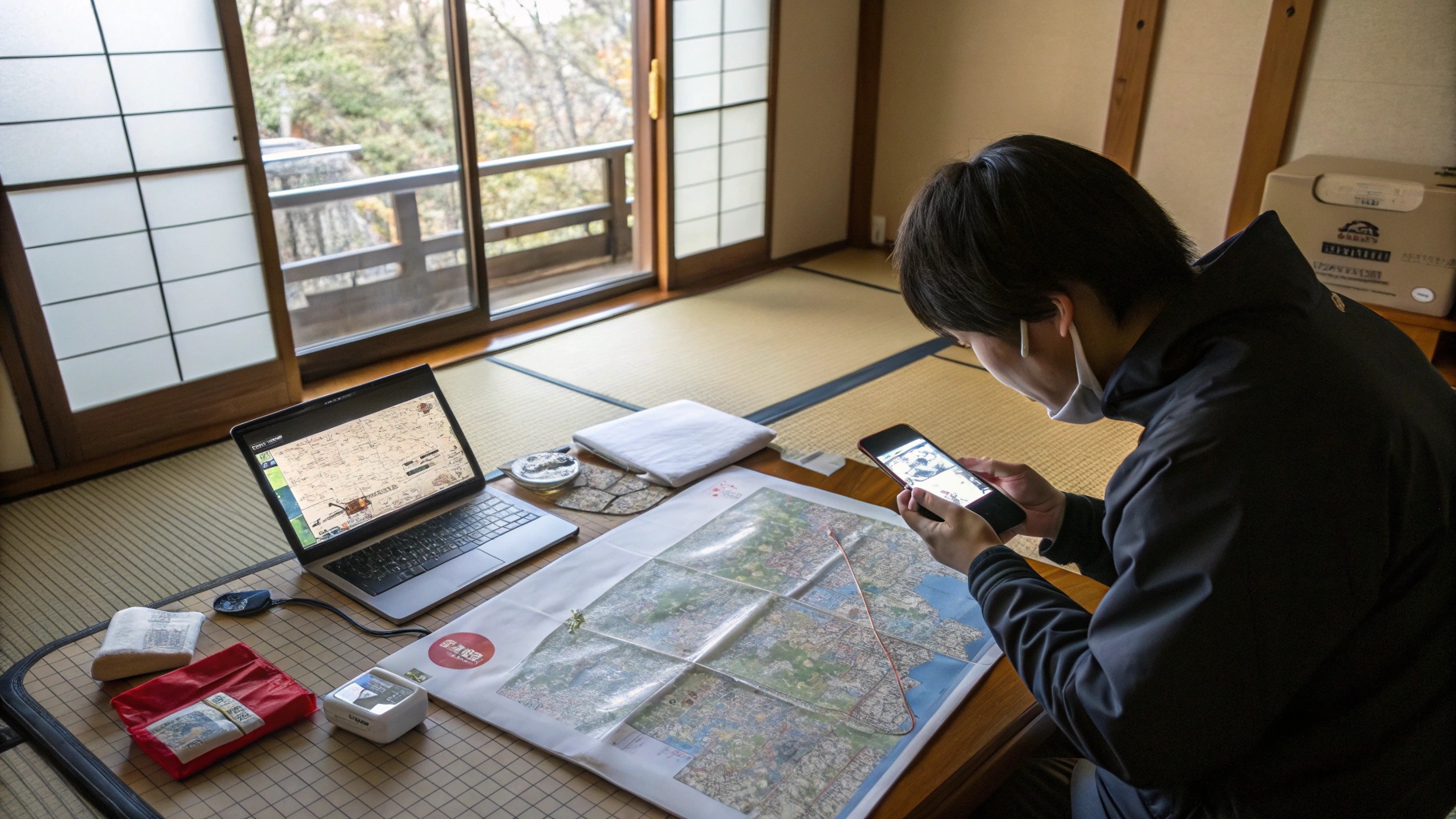 北区の水害ハザードマップをスマホ・PCで確認しているイメージ